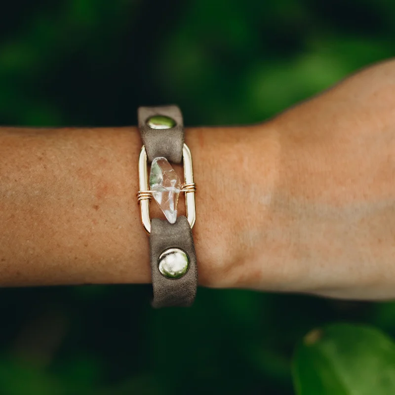 Bracelets with raw amethyst for rugged charm -Desert Rose Bracelet - Gold - Clear Quartz