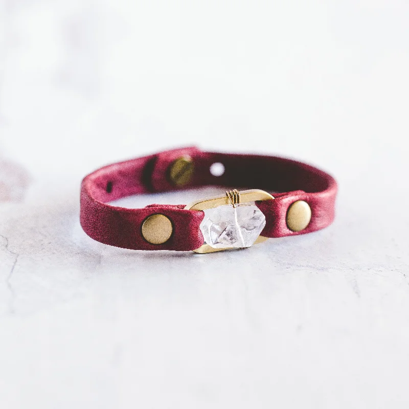 Bangles with interlocking links for uniqueness -Desert Rose Bracelet - Antique Brass - Clear Quartz