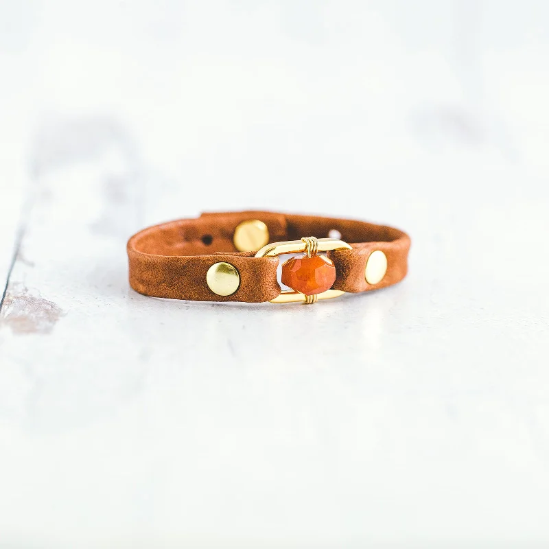 Bangles with peacock ore for iridescent glow -Desert Rose Bracelet - Gold - Carnelian