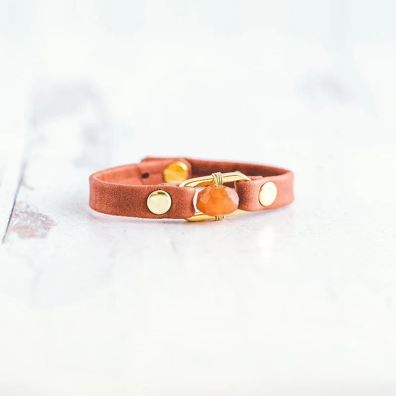 Bangles with mandala engravings for mindfulness -Desert Rose Bracelet - Gold & Coral - Carnelian