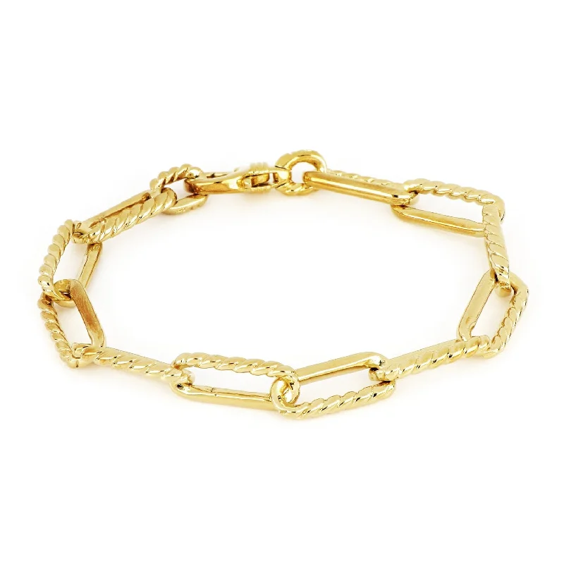 Rose gold bracelets with sleek minimalist designs -Diamante JM Large Link Bracelet - Gold