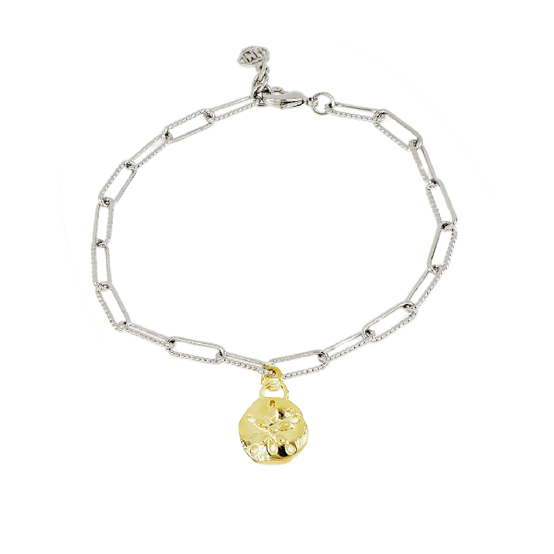 Bangles with twisted metal bands for flair -Diamante Charm Bracelet Sand Dollar