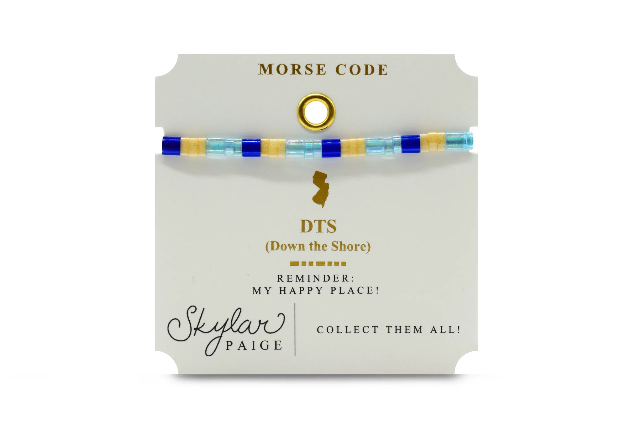 Bracelets with black diamond for bold edge -DTS (Down the Shore) - Morse Code Tila Beaded Bracelet