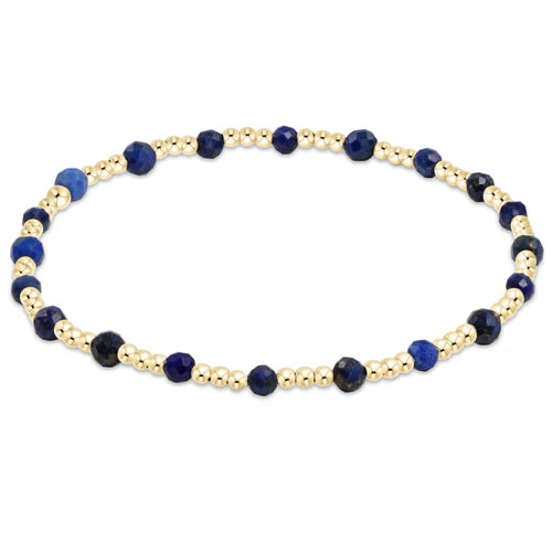 Bracelets with branch patterns for nature flair -Gemstone Gold Sincerity Pattern 3mm Bead Bracelet - Lapis