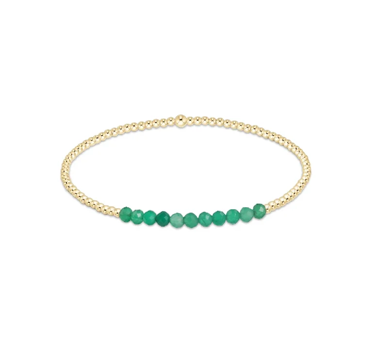 Bangles with rough opal for organic shine -Gold Bliss 2mm Bead Bracelet - Green Onyx