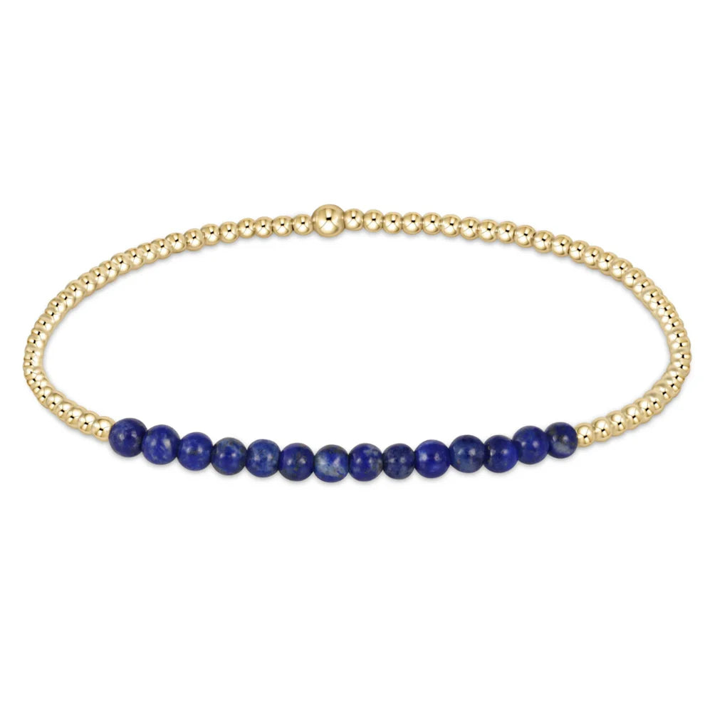 Bangles with mandala engravings for mindfulness -Gold Bliss 2mm Bead Bracelet - Lapis