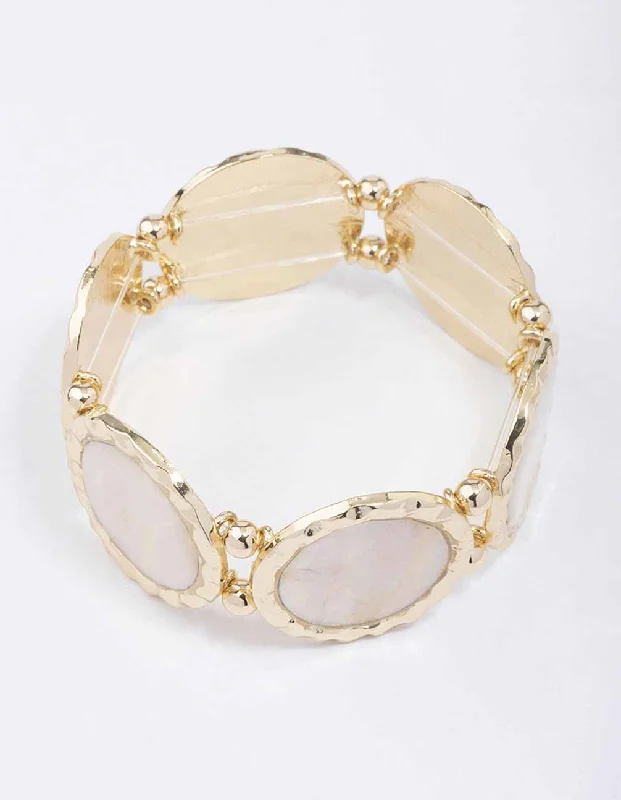 Rose gold bracelets with sleek minimalist designs -Gold Pearl Disc Bracelet