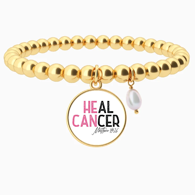 Bracelets with tiger eye for warm bands -He Can Heal Cancer - Matthew 19:26 - Beaded Bracelet