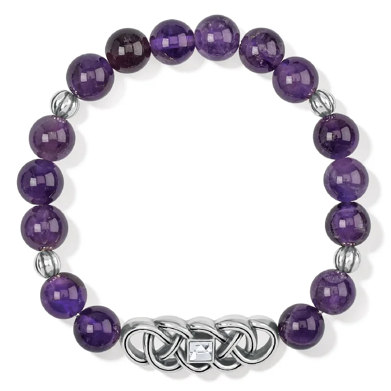 Bracelets with lotus motifs for spiritual vibe -Interlok Lustre Amethyst Stretch Bracelet