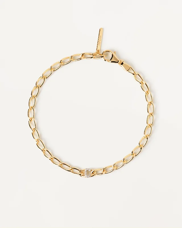 Bangles with interlocking links for uniqueness -Letter C Chain Bracelet