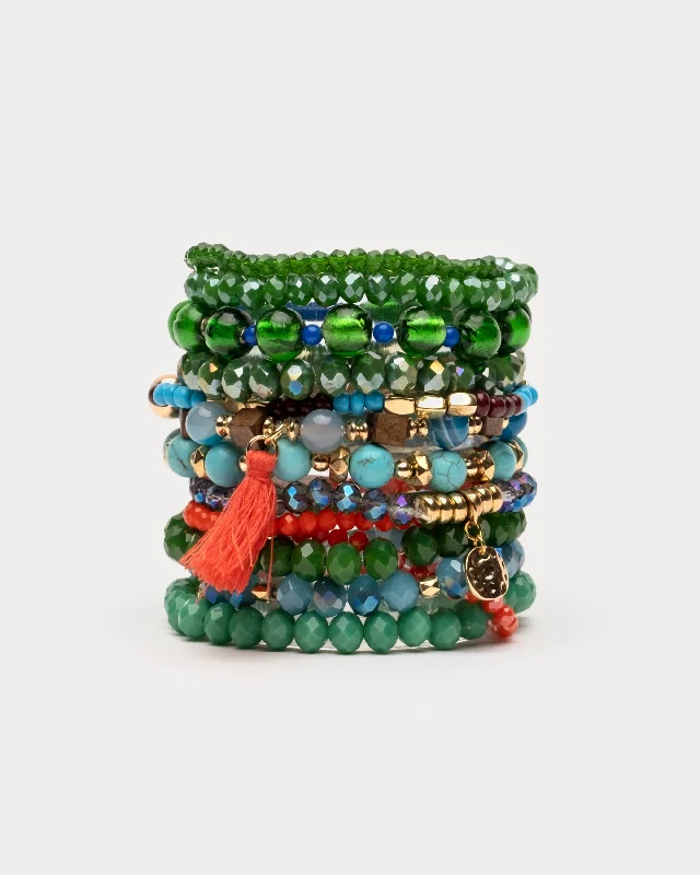 Bracelets with floral sapphire for romantic glow -Marigot Beaded Stacked Bracelet