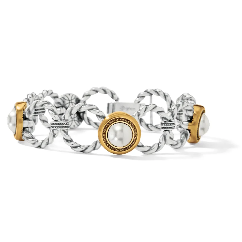 Bracelets with spiral ruby for striking twist -Meridian Golden Pearl Bracelet