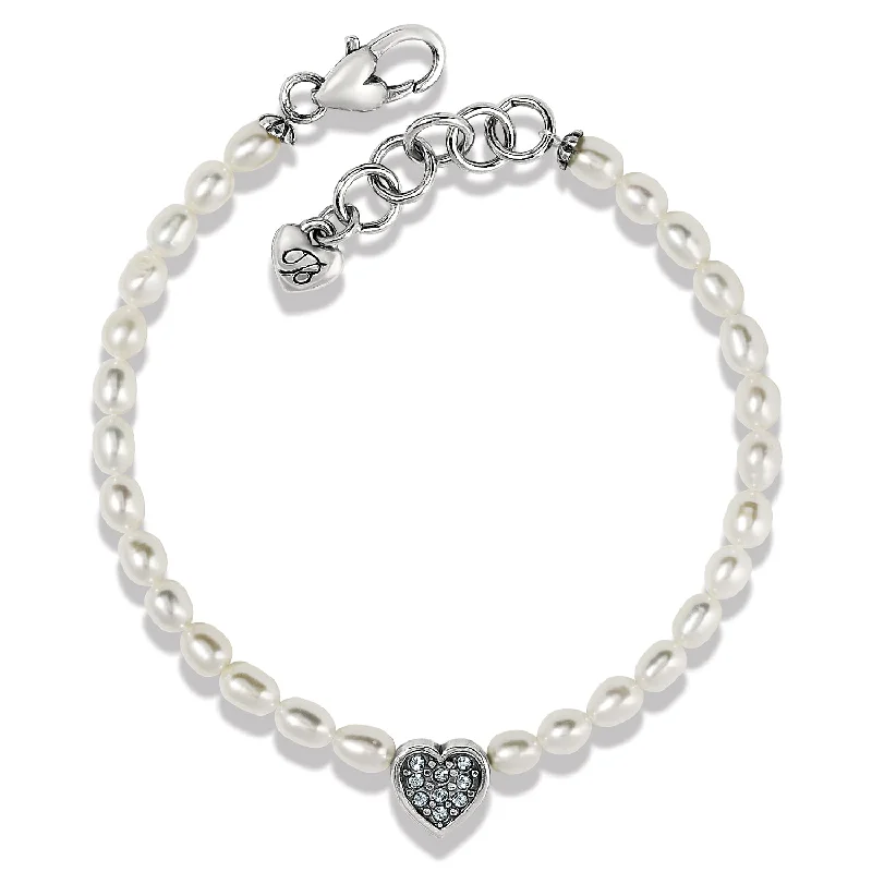 Bracelets with raw moonstone for mystic beauty -Meridian Zenith Heart Pearl Bracelet