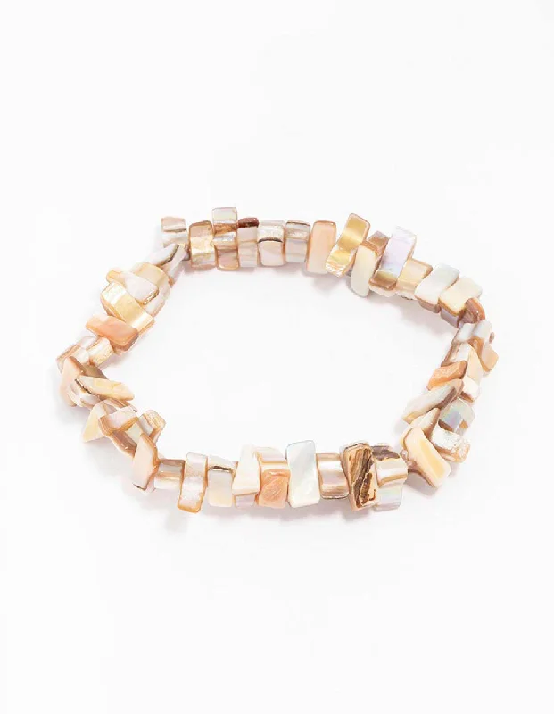 Bracelets with citrine stones for warm tones -Neutral Mixed Bead Stretch Bracelet