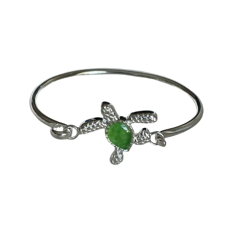 Bracelets with peridot stones for fresh green -Sea Turtle Bracelet - Green Sea Glass