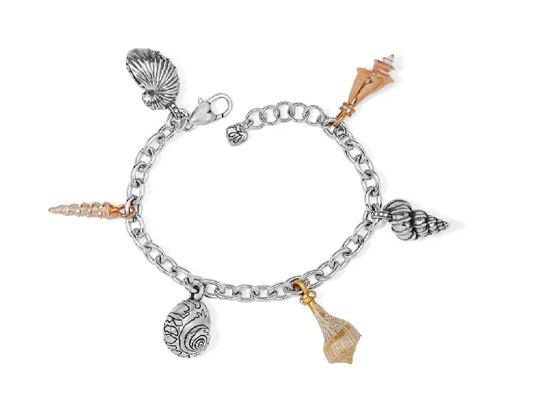 Leather bracelets with adjustable clasp for comfort -Shells Around the World Charm Bracelet