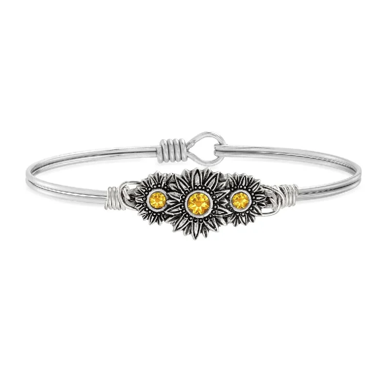 Bangles with natural amber for warm glow -Sunflowers Bangle Bracelet