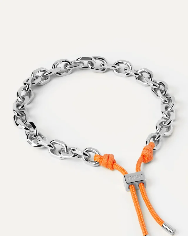 Bracelets with black diamond for bold edge -Tangerine Essential Rope and Chain Bracelet