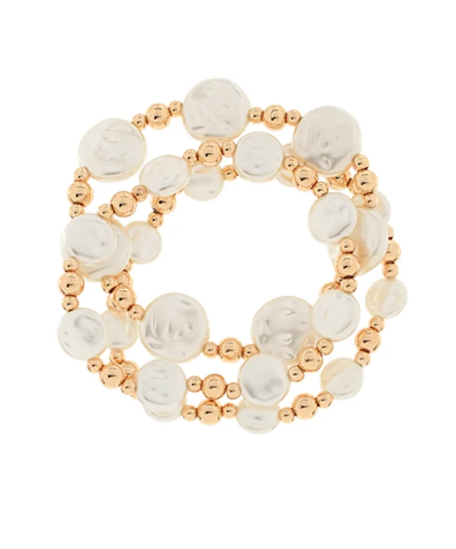 Bracelets with lotus motifs for spiritual vibe -The Pearl Disk Bracelet Set