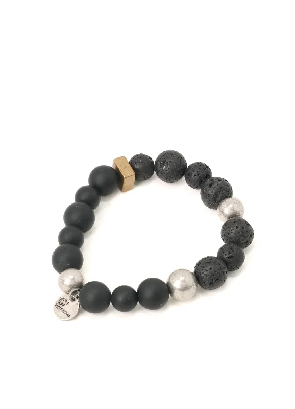 Bracelets with fluorite stones for rainbow hues -ONYX BEAD+LAVA STONE BRACELET