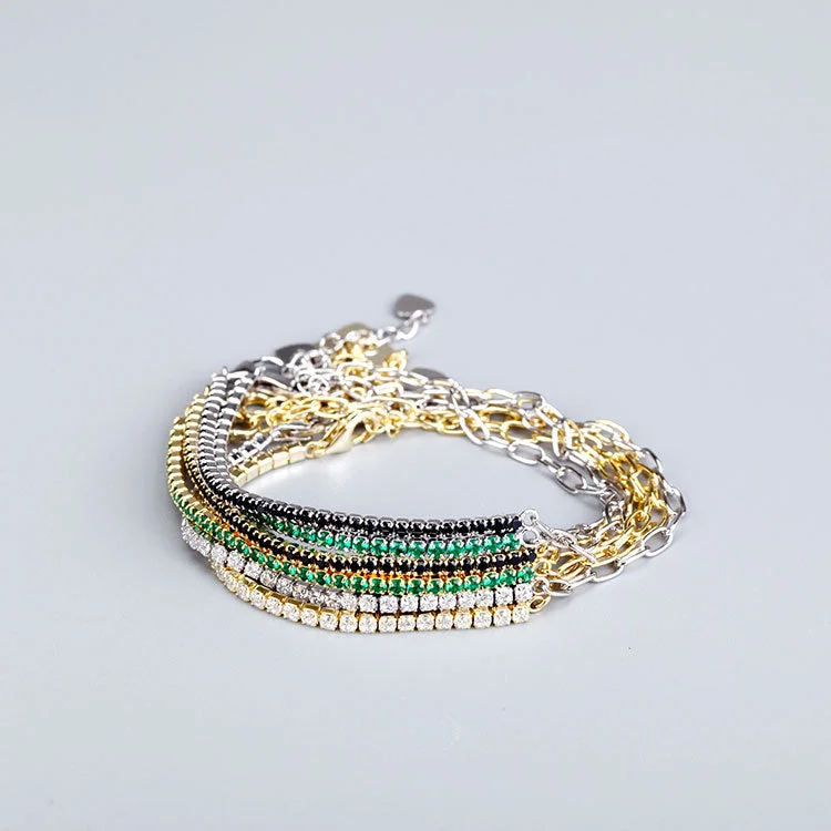 Stackable bangles with colorful enamel finishes -Wholesale 925 Pure Silver Haoshi Spliced Chain Bracelet