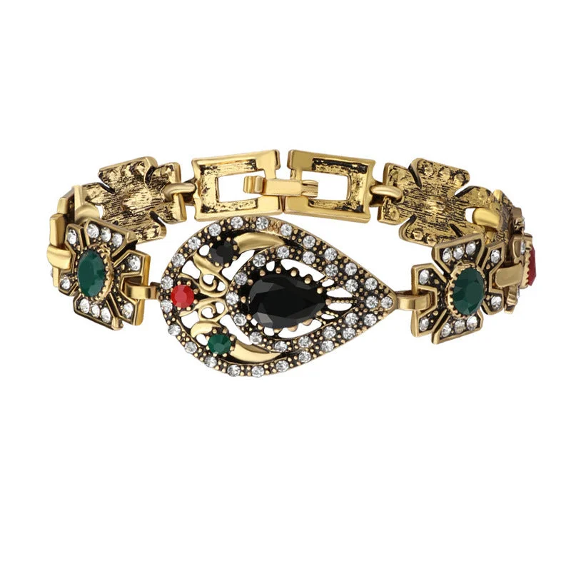 Bangles with vintage emerald for rich luxury -Wholesale Colorful Water Drop Alloy Bracelet