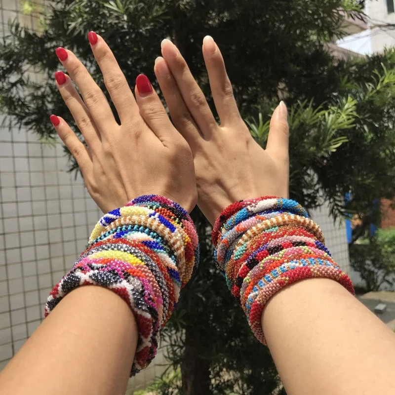 Vintage bangles with intricate filigree metalwork -Wholesale Nepal Essential Oil Diffuser Japanese Hand-woven Beaded Bracelet