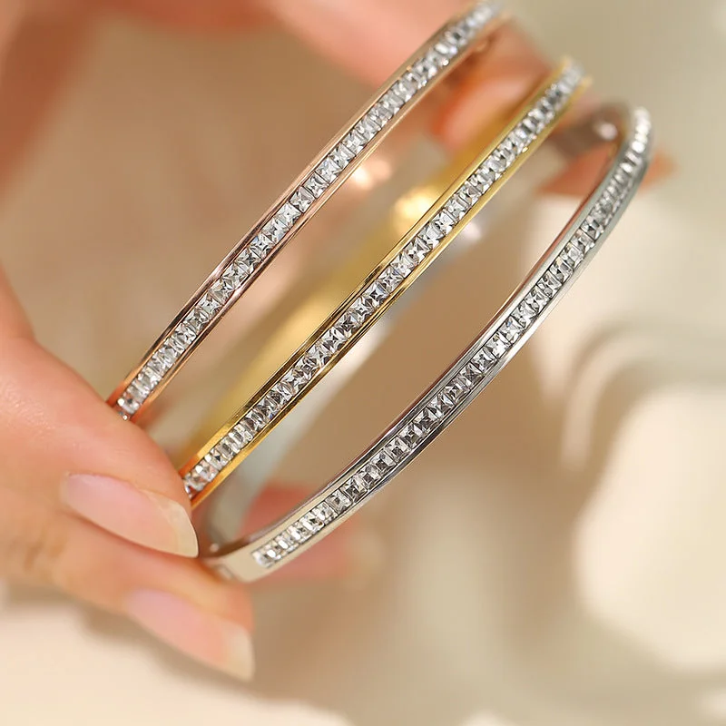 Bangles with claw-set tourmaline for vibrancy -Wholesale Titanium Steel Non Fading Starry Bracelets