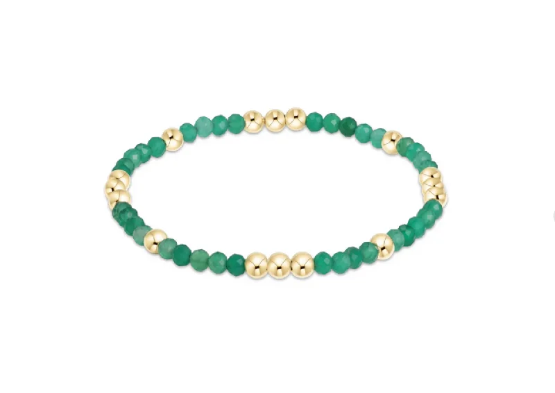 Bangles with oxidized gold for antique look -Worthy Pattern 3mm Bead Bracelet - Green Onyx